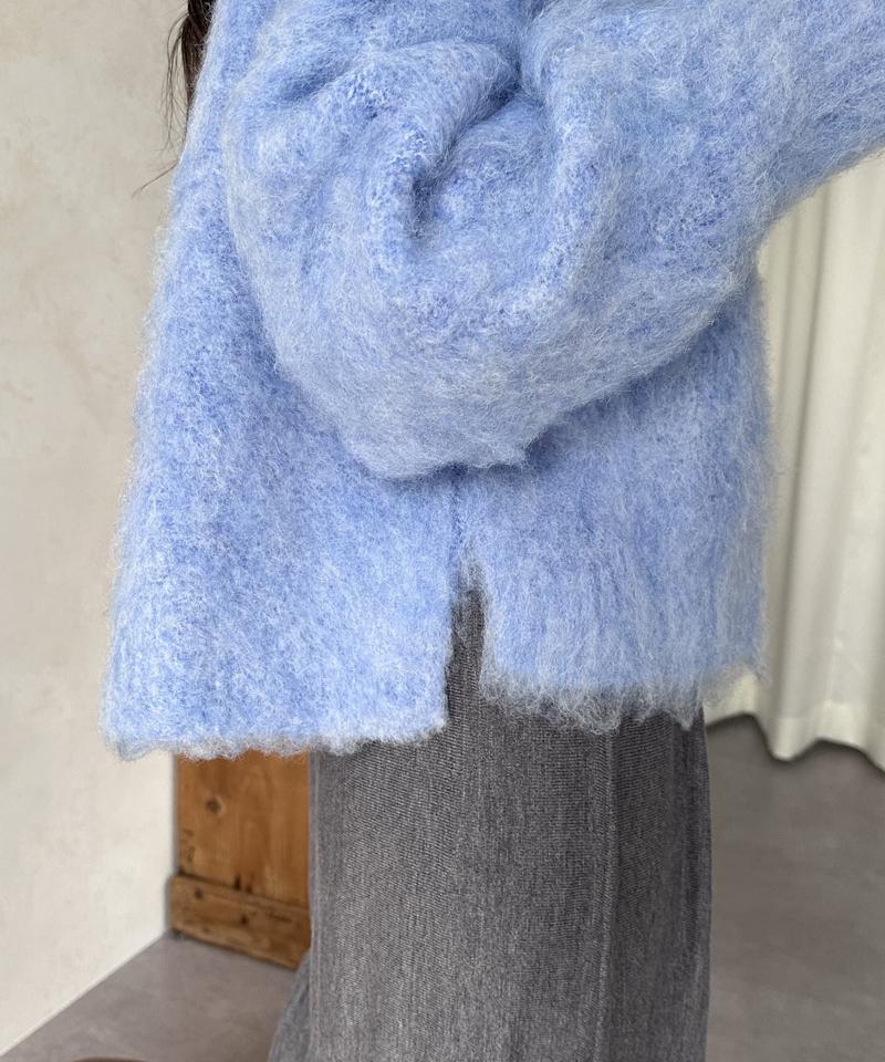 ショート丈シャギーニットプルオーバー