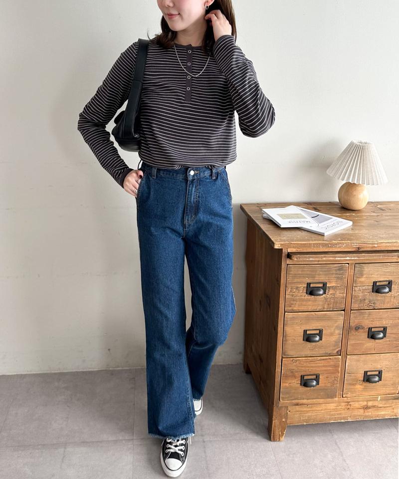 【29色展開/インナー使いにも◎】ワッフルボーダー長袖Tシャツ《WEB限定》