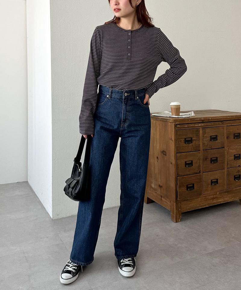 【29色展開/インナー使いにも◎】ワッフルボーダー長袖Tシャツ《WEB限定》