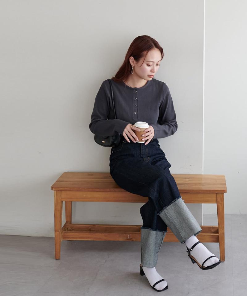 【29色展開/インナー使いにも◎】ワッフルボーダー長袖Tシャツ《WEB限定》