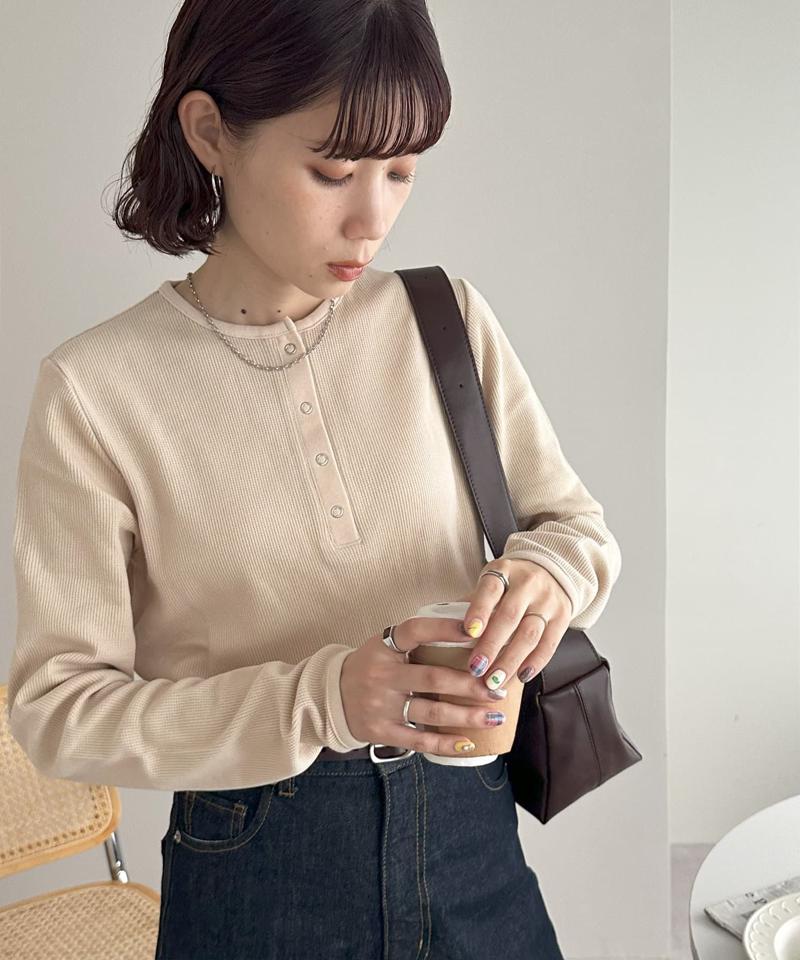 【29色展開/インナー使いにも◎】ワッフルボーダー長袖Tシャツ《WEB限定》