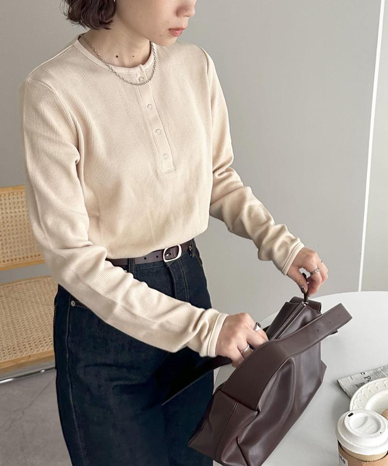 【29色展開/インナー使いにも◎】ワッフルボーダー長袖Tシャツ《WEB限定》