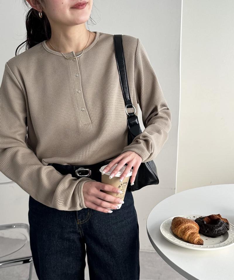 【29色展開/インナー使いにも◎】ワッフルボーダー長袖Tシャツ《WEB限定》