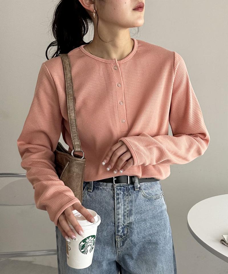 【29色展開/インナー使いにも◎】ワッフルボーダー長袖Tシャツ《WEB限定》