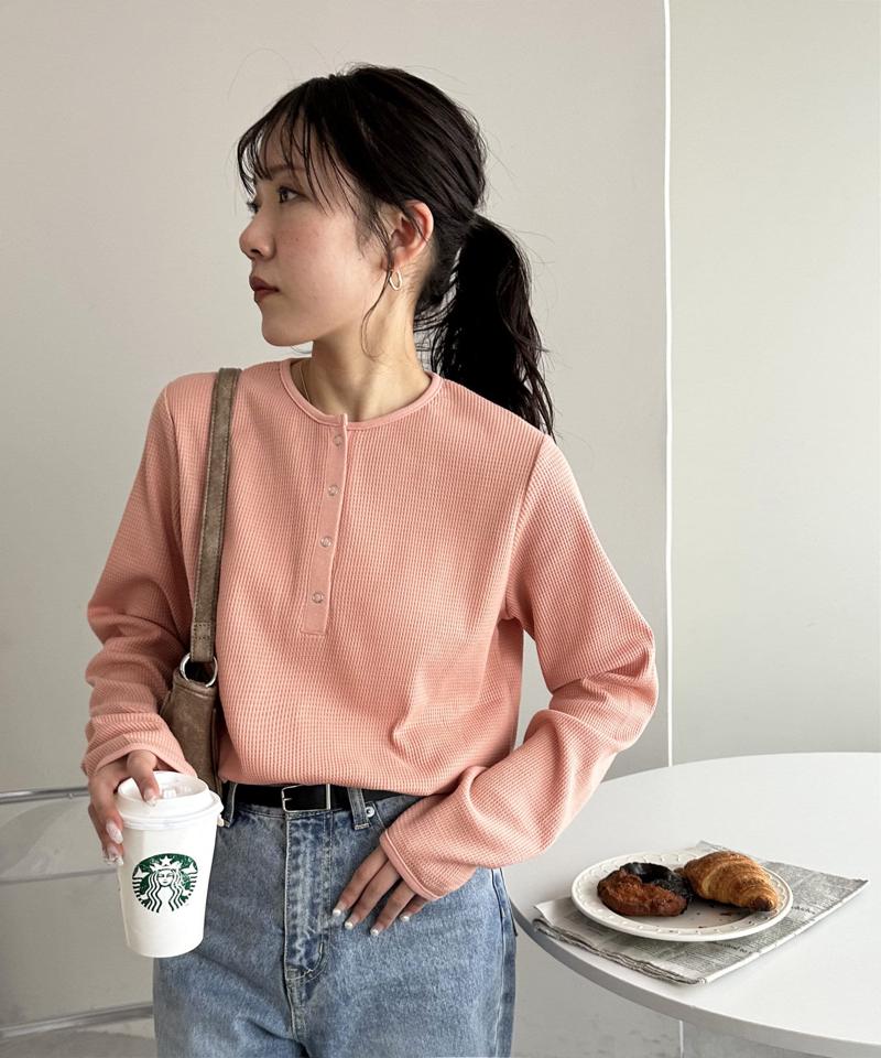 【29色展開/インナー使いにも◎】ワッフルボーダー長袖Tシャツ《WEB限定》