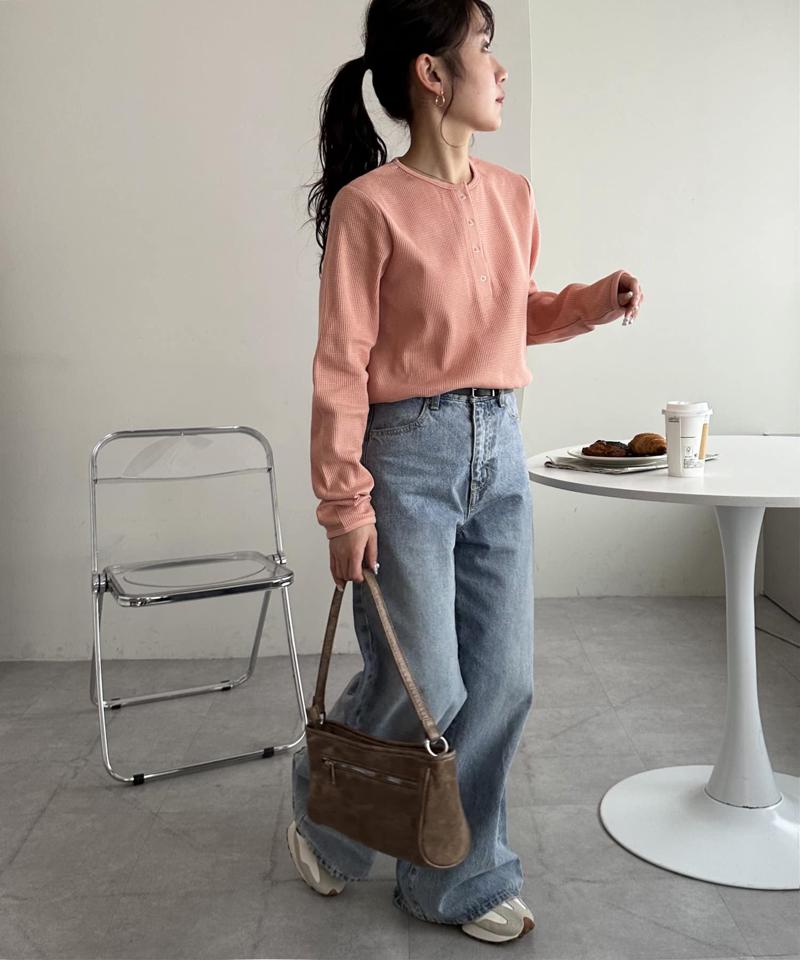 【29色展開/インナー使いにも◎】ワッフルボーダー長袖Tシャツ《WEB限定》