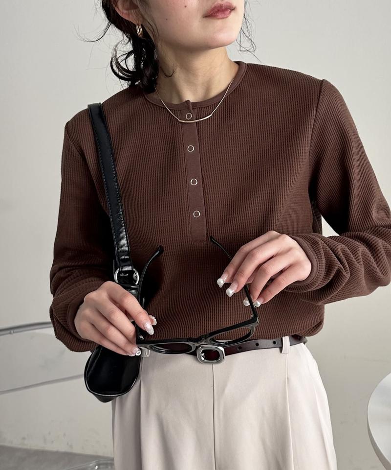 【29色展開/インナー使いにも◎】ワッフルボーダー長袖Tシャツ《WEB限定》