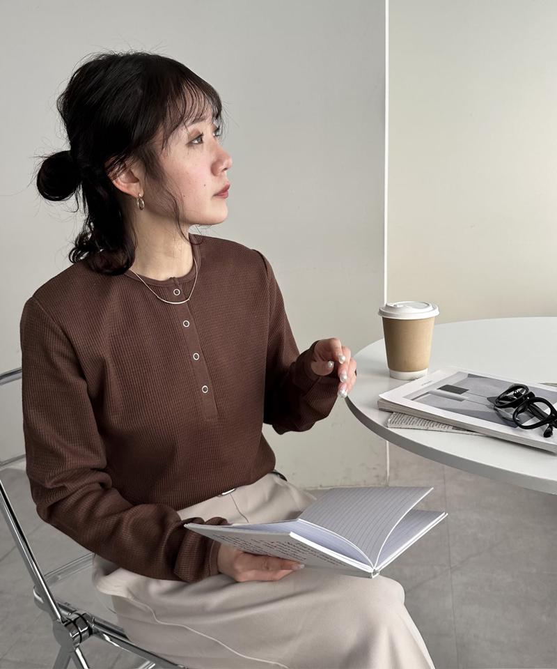 【29色展開/インナー使いにも◎】ワッフルボーダー長袖Tシャツ《WEB限定》