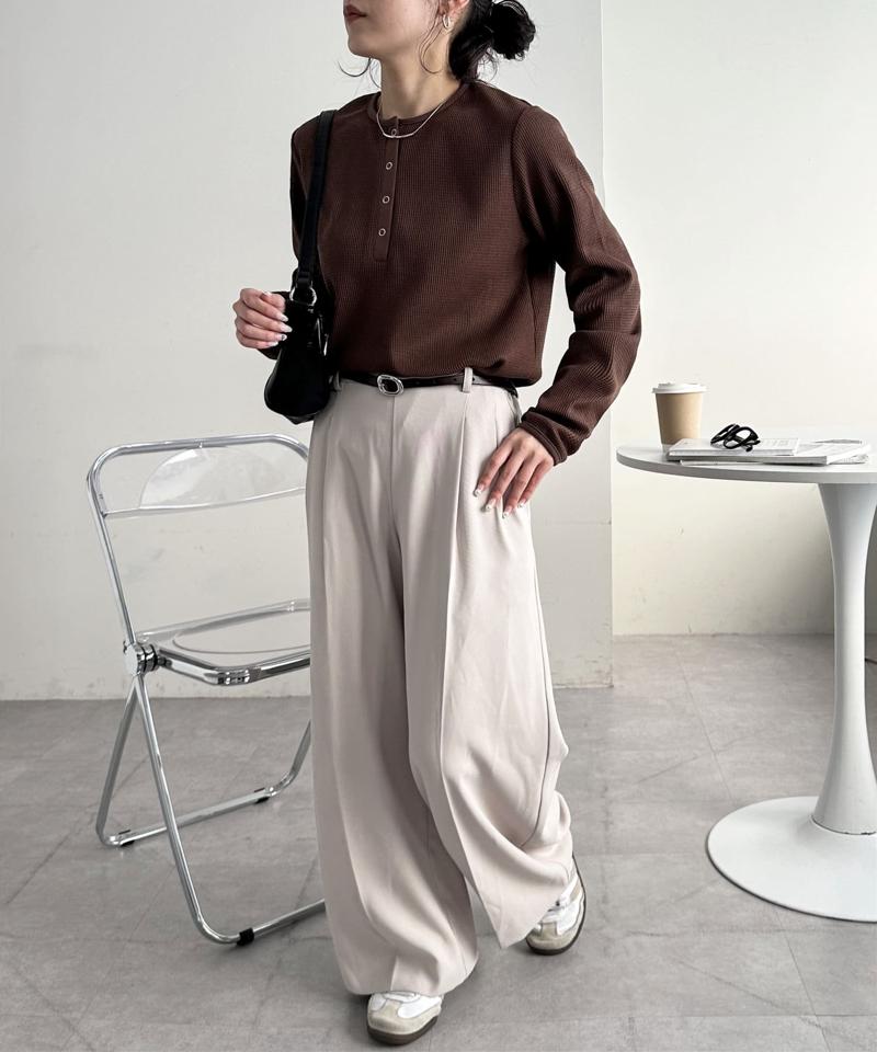 【29色展開/インナー使いにも◎】ワッフルボーダー長袖Tシャツ《WEB限定》