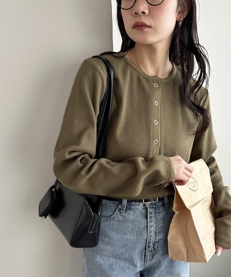 【29色展開/インナー使いにも◎】ワッフルボーダー長袖Tシャツ《WEB限定》