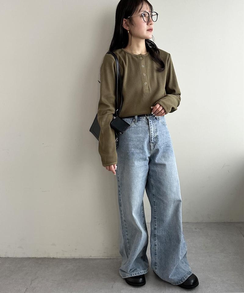 【29色展開/インナー使いにも◎】ワッフルボーダー長袖Tシャツ《WEB限定》