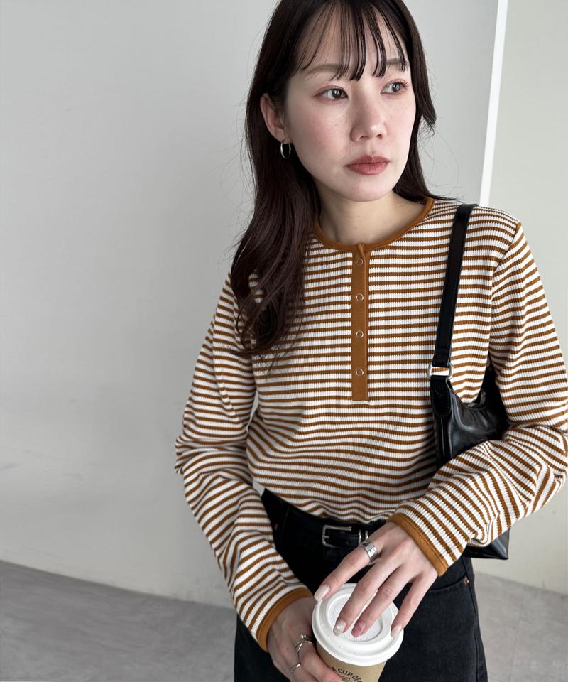 【29色展開/インナー使いにも◎】ワッフルボーダー長袖Tシャツ《WEB限定》