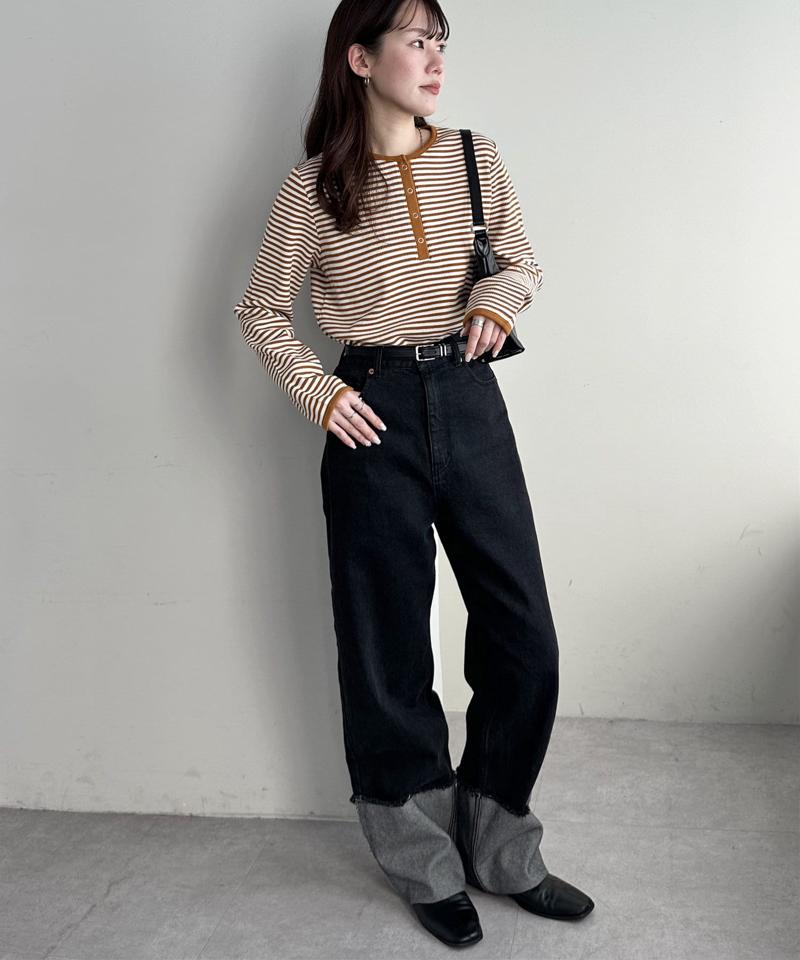 【29色展開/インナー使いにも◎】ワッフルボーダー長袖Tシャツ《WEB限定》