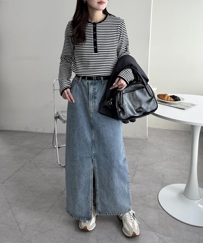 【29色展開/インナー使いにも◎】ワッフルボーダー長袖Tシャツ《WEB限定》