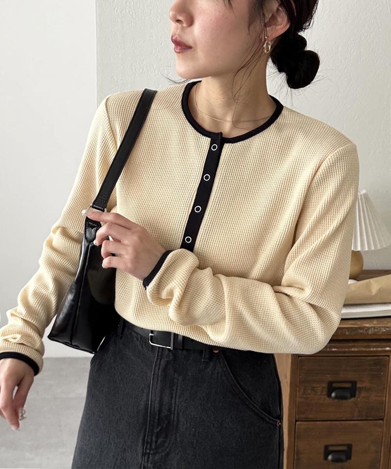 【29色展開/インナー使いにも◎】ワッフルボーダー長袖Tシャツ《WEB限定》