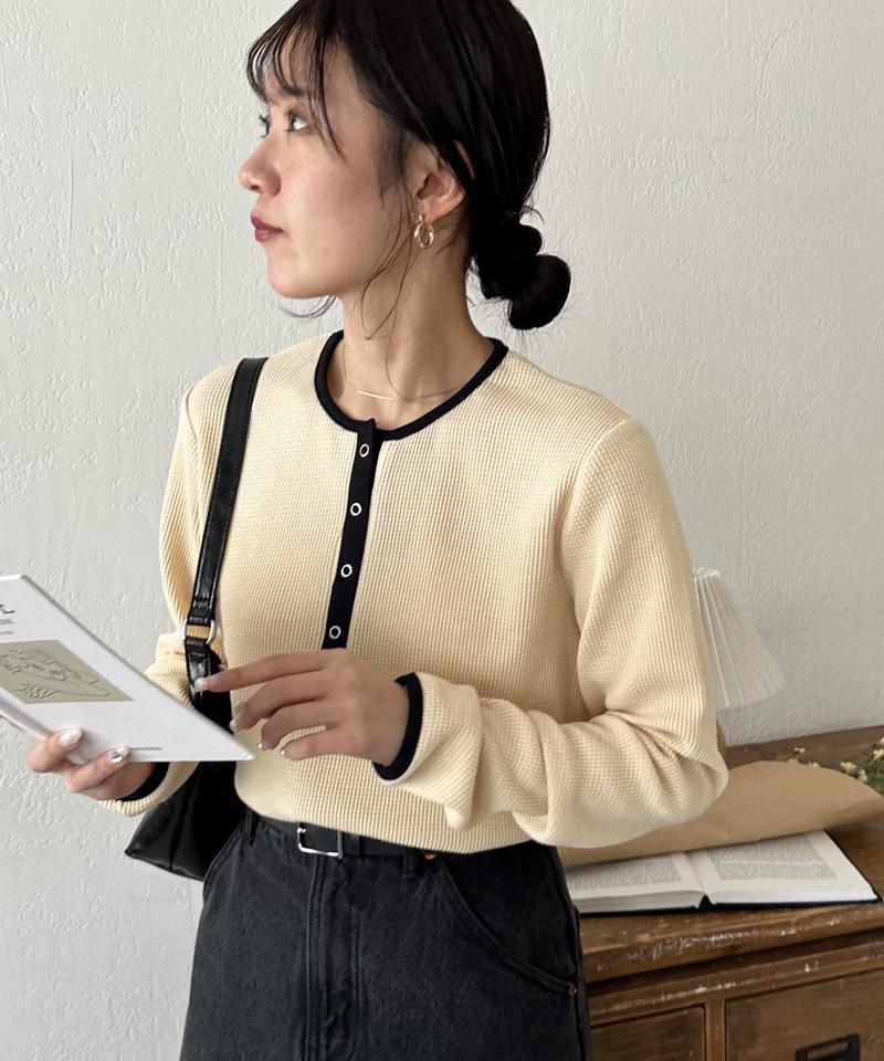 【29色展開/インナー使いにも◎】ワッフルボーダー長袖Tシャツ《WEB限定》