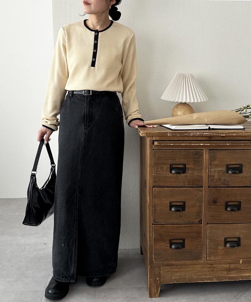 【29色展開/インナー使いにも◎】ワッフルボーダー長袖Tシャツ《WEB限定》