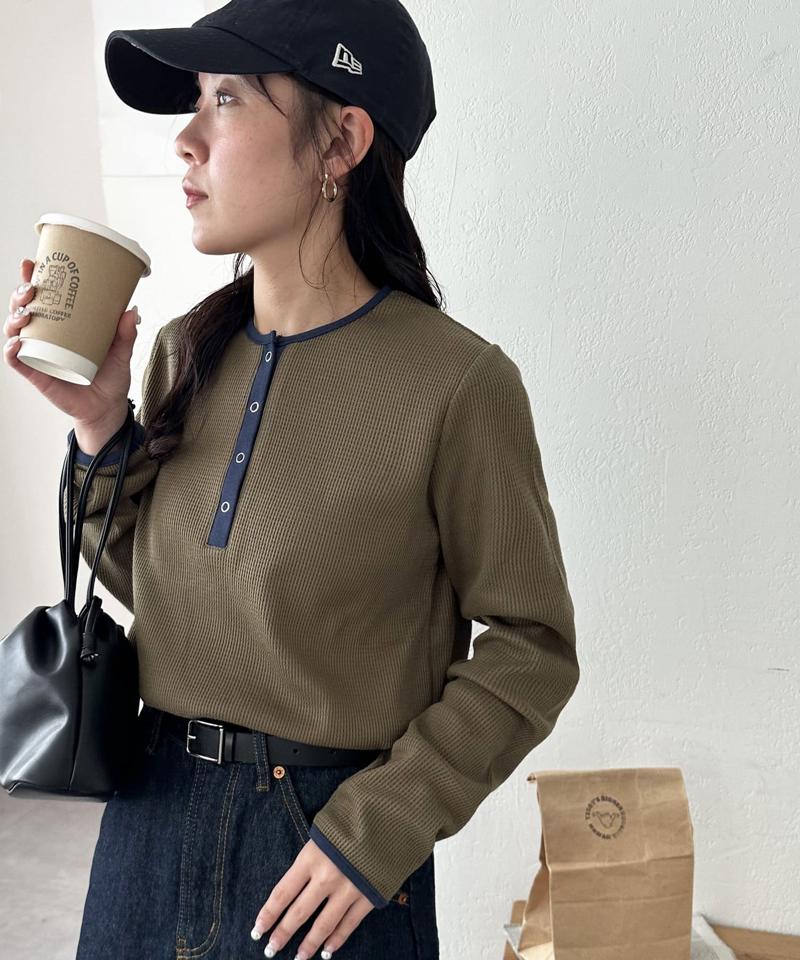 【29色展開/インナー使いにも◎】ワッフルボーダー長袖Tシャツ《WEB限定》