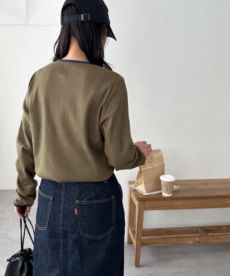 【29色展開/インナー使いにも◎】ワッフルボーダー長袖Tシャツ《WEB限定》