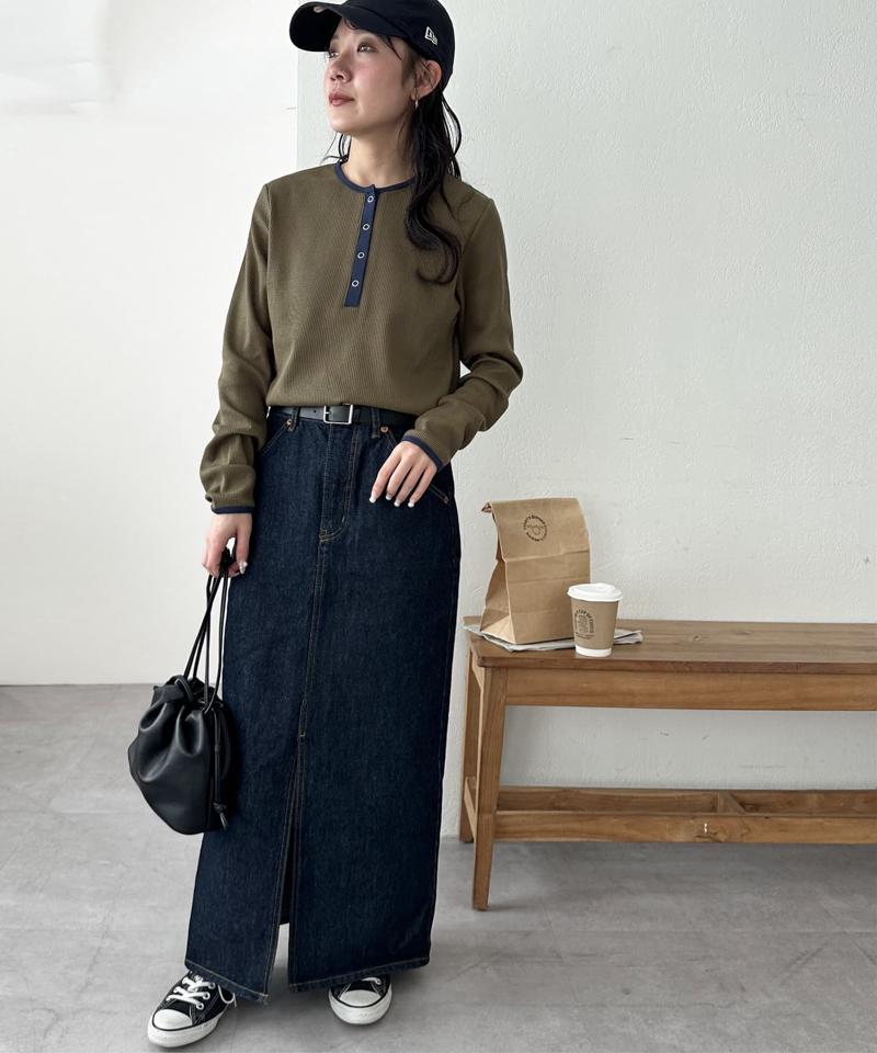 【29色展開/インナー使いにも◎】ワッフルボーダー長袖Tシャツ《WEB限定》