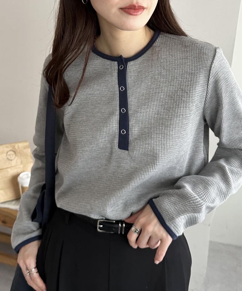 【29色展開/インナー使いにも◎】ワッフルボーダー長袖Tシャツ《WEB限定》