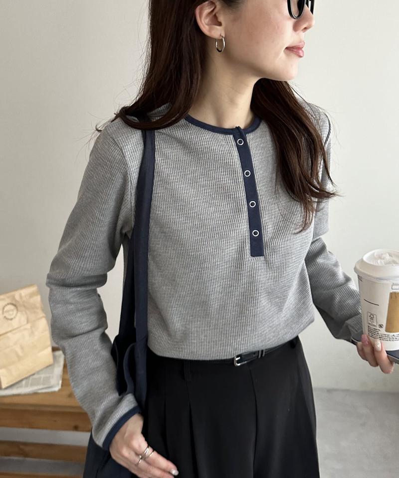 【29色展開/インナー使いにも◎】ワッフルボーダー長袖Tシャツ《WEB限定》