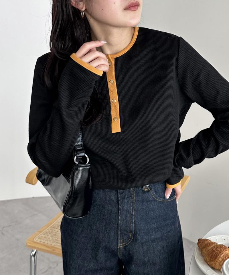 【29色展開/インナー使いにも◎】ワッフルボーダー長袖Tシャツ《WEB限定》