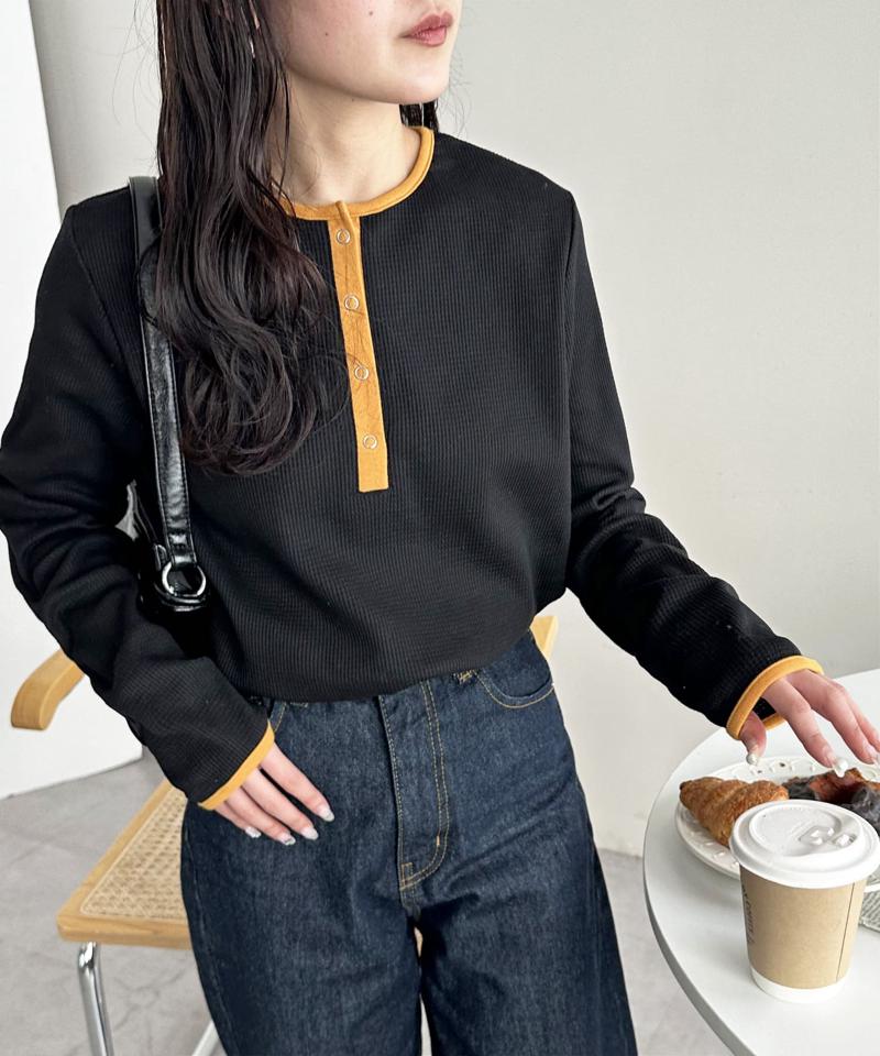 【29色展開/インナー使いにも◎】ワッフルボーダー長袖Tシャツ《WEB限定》