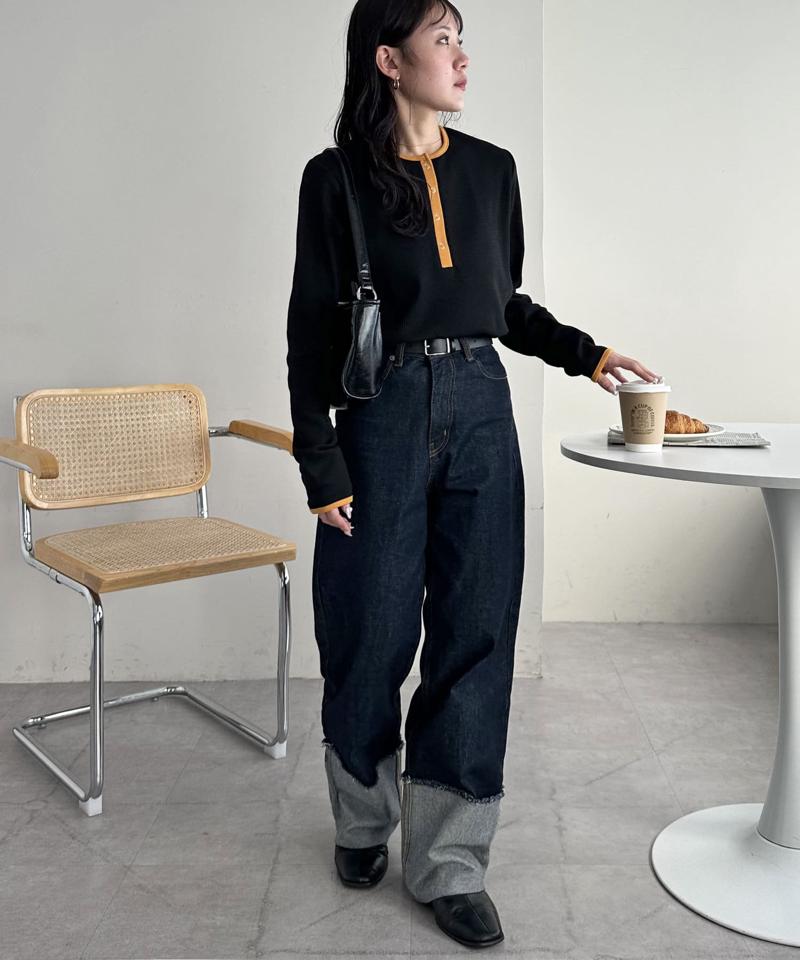 【29色展開/インナー使いにも◎】ワッフルボーダー長袖Tシャツ《WEB限定》