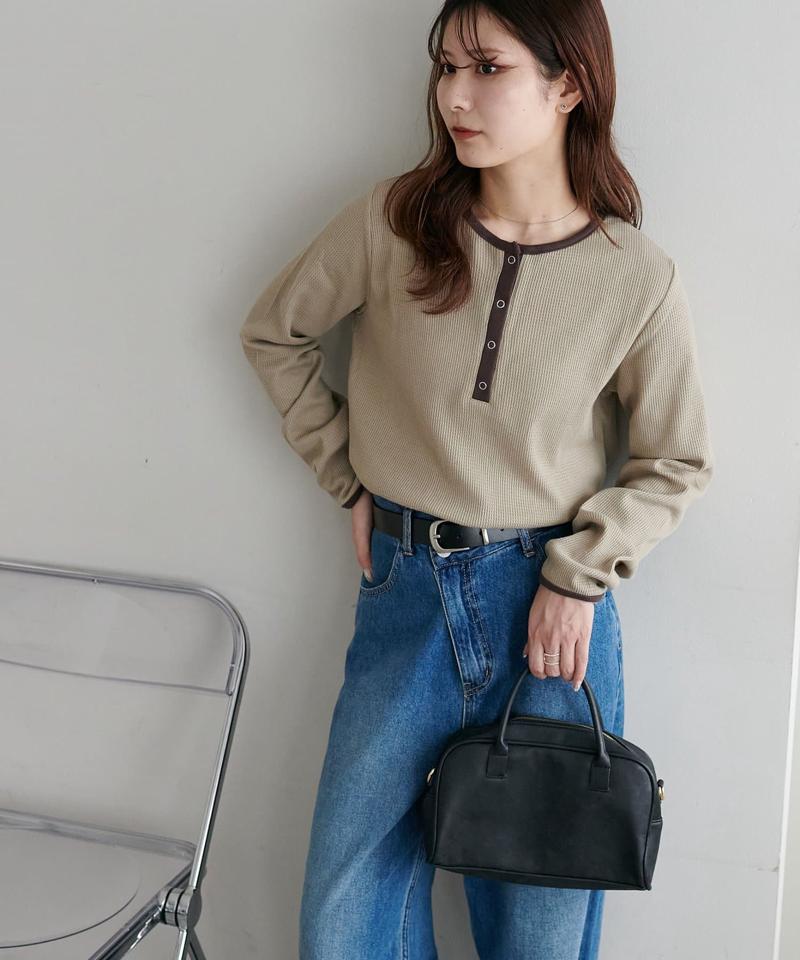 【29色展開/インナー使いにも◎】ワッフルボーダー長袖Tシャツ《WEB限定》