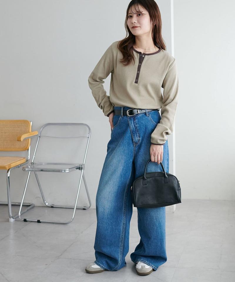 【29色展開/インナー使いにも◎】ワッフルボーダー長袖Tシャツ《WEB限定》