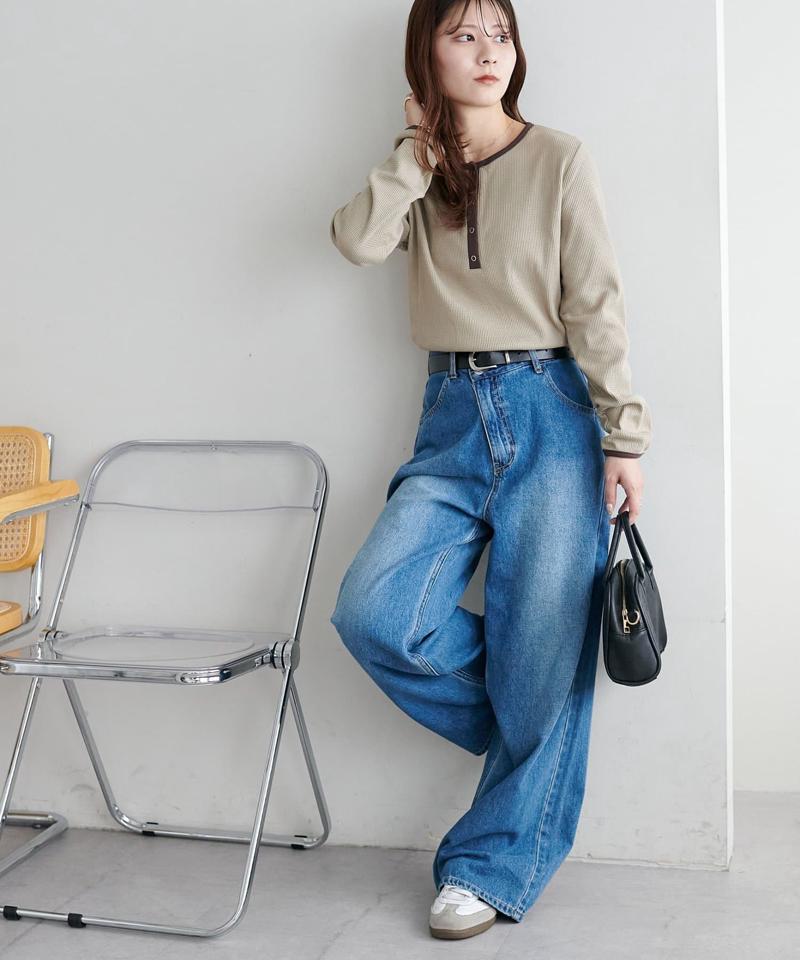 【29色展開/インナー使いにも◎】ワッフルボーダー長袖Tシャツ《WEB限定》