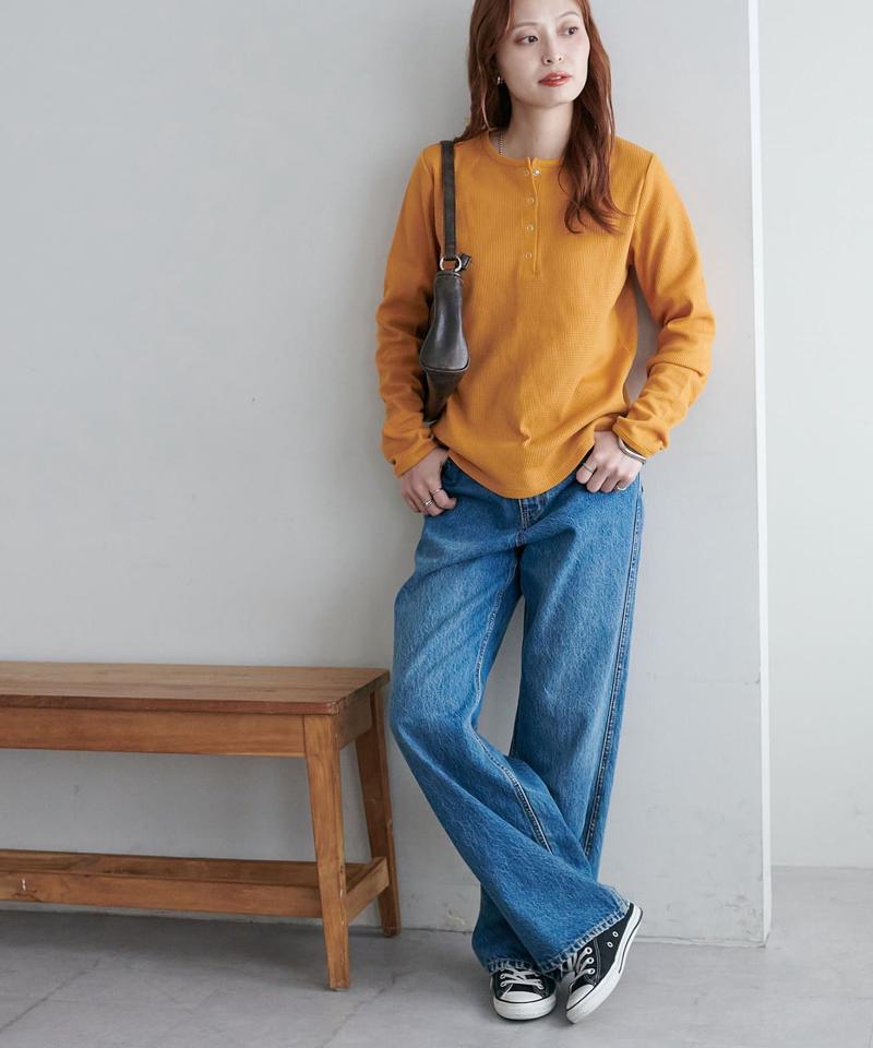 【29色展開/インナー使いにも◎】ワッフルボーダー長袖Tシャツ《WEB限定》