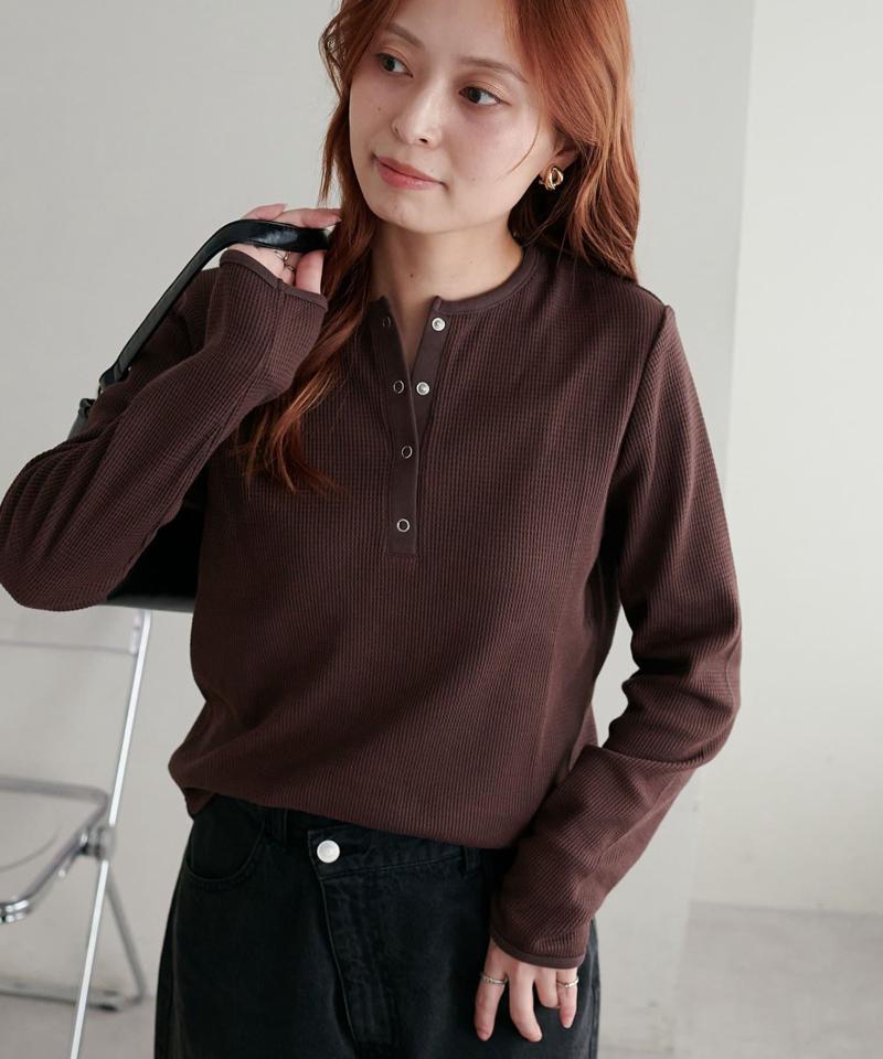 【29色展開/インナー使いにも◎】ワッフルボーダー長袖Tシャツ《WEB限定》