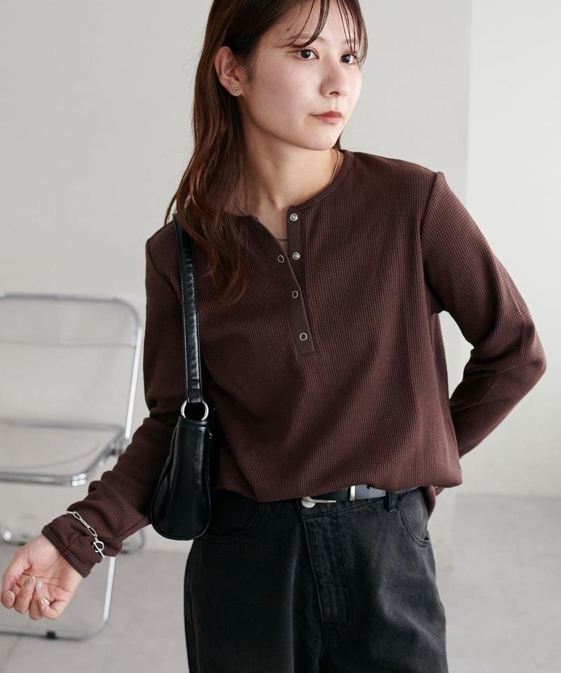 【29色展開/インナー使いにも◎】ワッフルボーダー長袖Tシャツ《WEB限定》