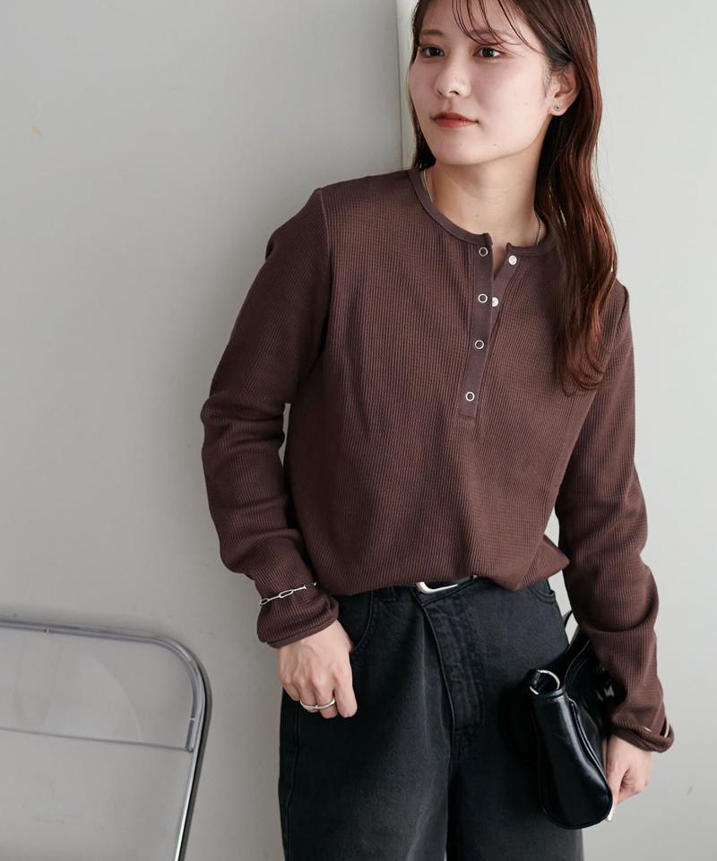 【29色展開/インナー使いにも◎】ワッフルボーダー長袖Tシャツ《WEB限定》