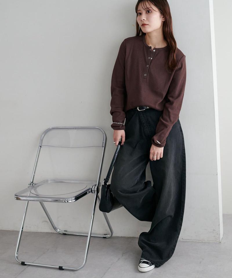 【29色展開/インナー使いにも◎】ワッフルボーダー長袖Tシャツ《WEB限定》