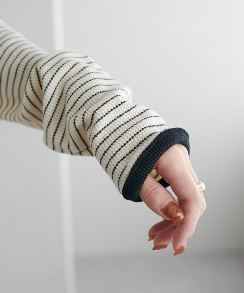 【29色展開/インナー使いにも◎】ワッフルボーダー長袖Tシャツ《WEB限定》