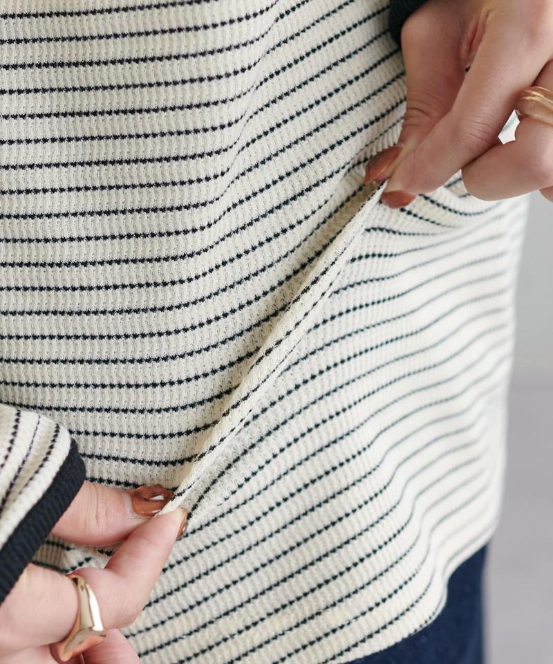 【29色展開/インナー使いにも◎】ワッフルボーダー長袖Tシャツ《WEB限定》