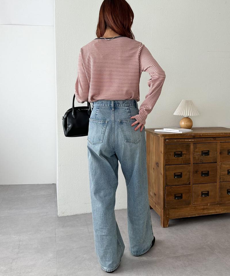 【29色展開/インナー使いにも◎】ワッフルボーダー長袖Tシャツ《WEB限定》