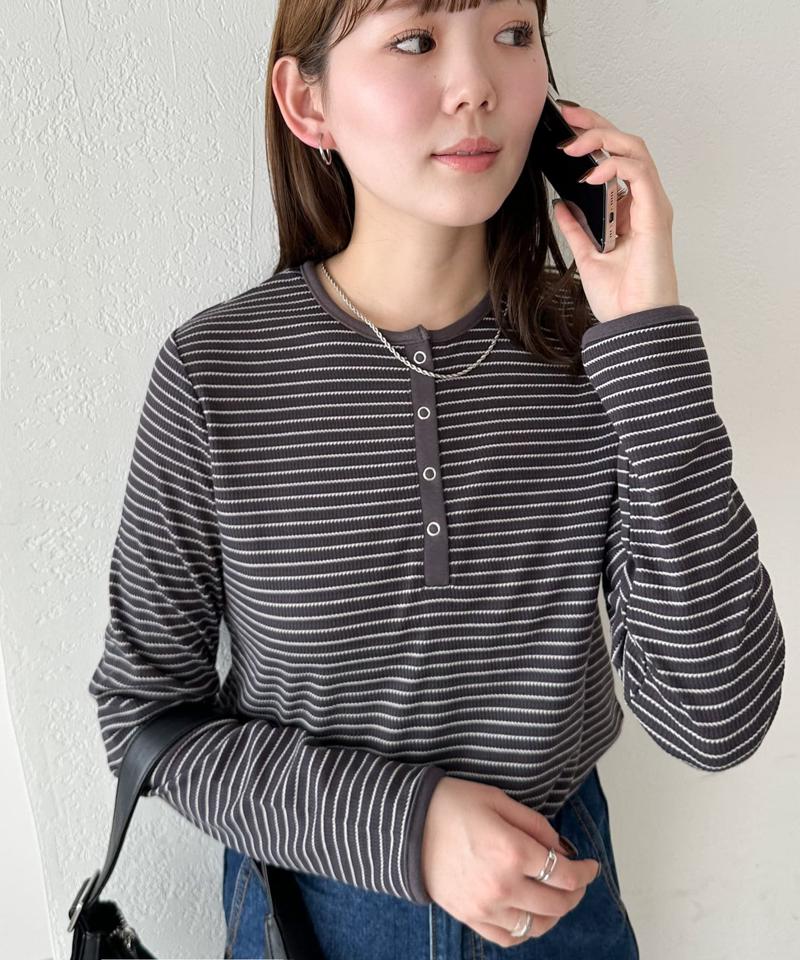 【29色展開/インナー使いにも◎】ワッフルボーダー長袖Tシャツ《WEB限定》