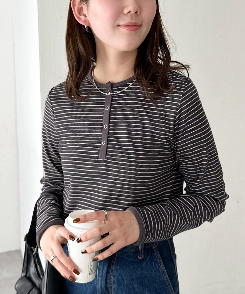 【29色展開/インナー使いにも◎】ワッフルボーダー長袖Tシャツ《WEB限定》