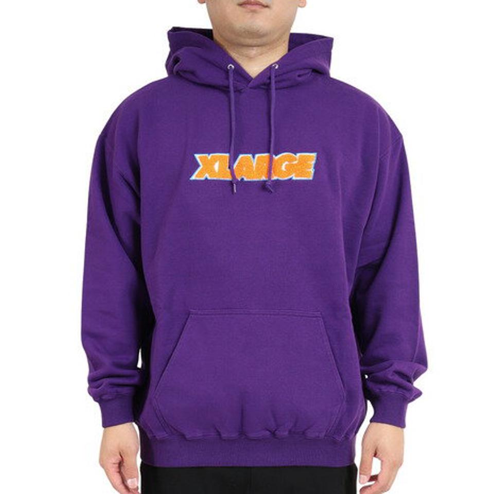 エクストララージ（XLARGE）（メンズ）TWO TONE STANDARD ロゴ プルオーバーフードスウェット 101223012008-PURPLE
