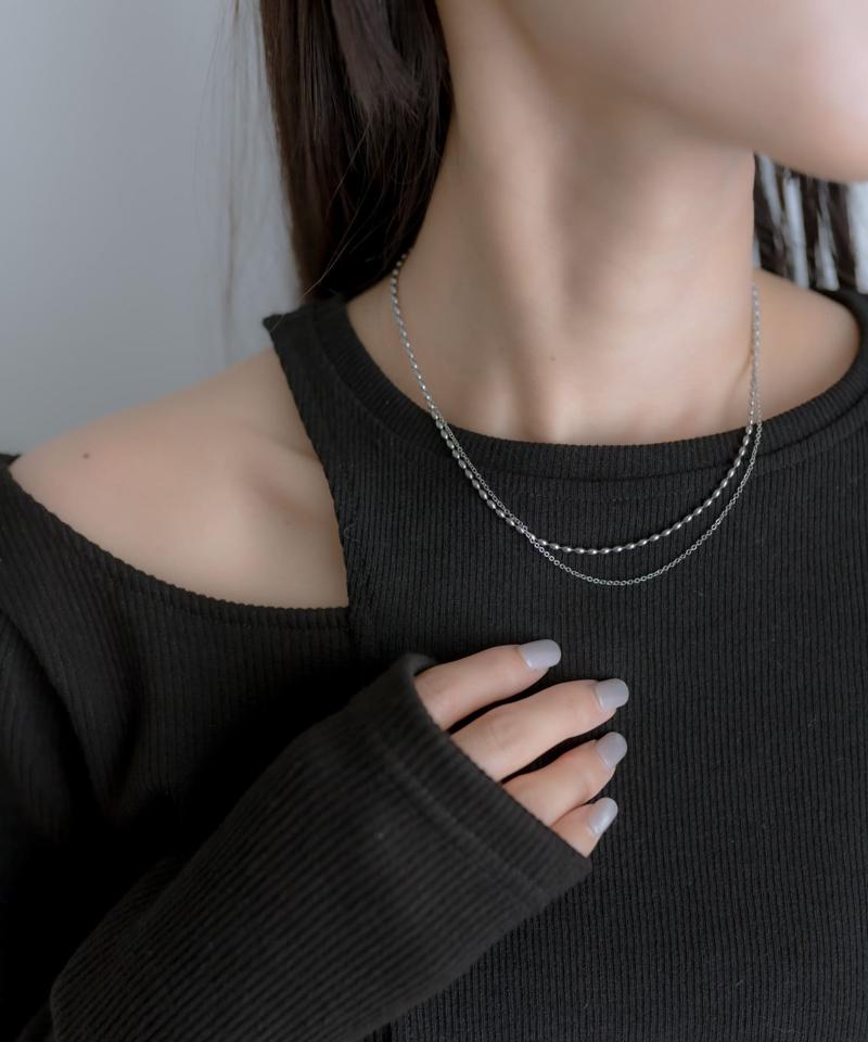 《金属アレルギー対応》ステンレス・2連チェーンネックレス