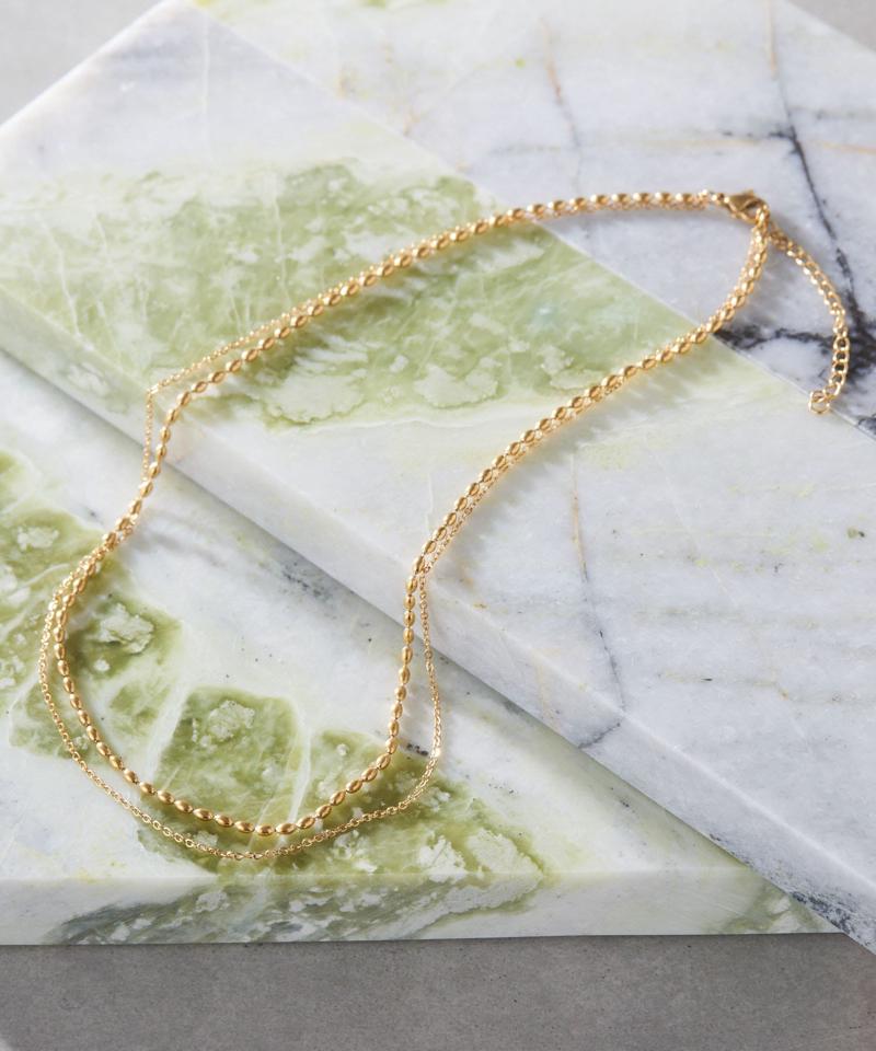 《金属アレルギー対応》ステンレス・2連チェーンネックレス