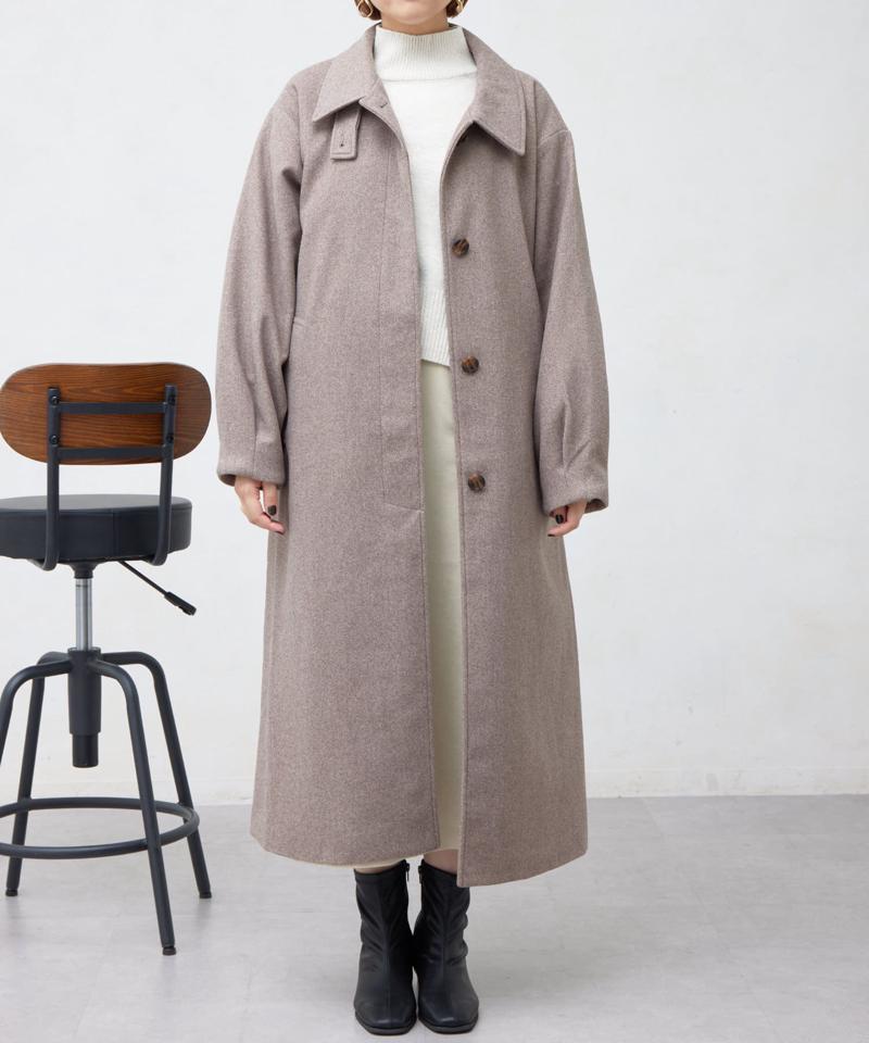 ベルト付スタンドネックロングコート
