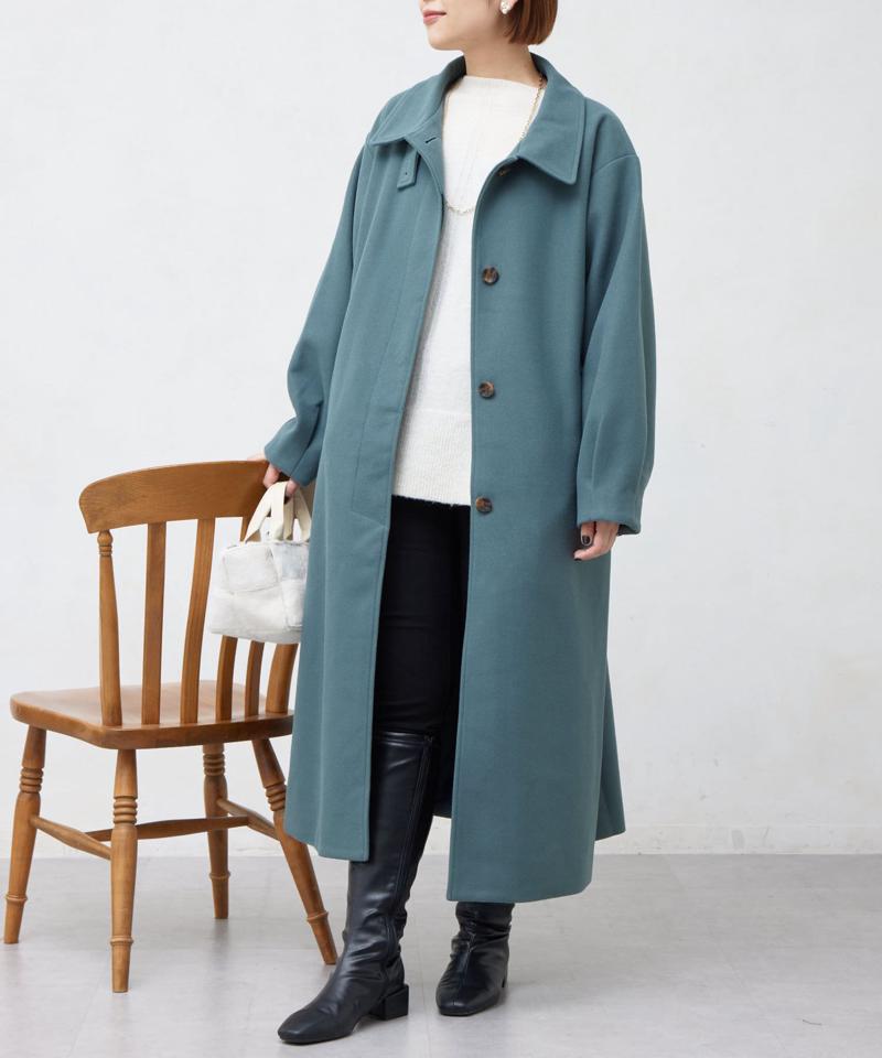 ベルト付スタンドネックロングコート