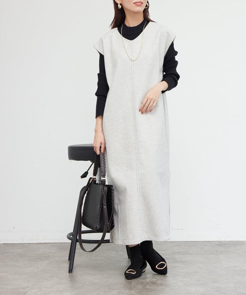 【お得なセットアイテム】ニットプルオーバー×起毛カフタンワンピース