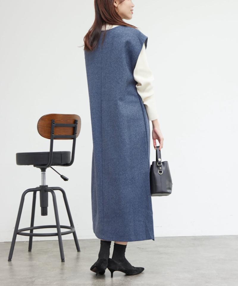 【お得なセットアイテム】ニットプルオーバー×起毛カフタンワンピース