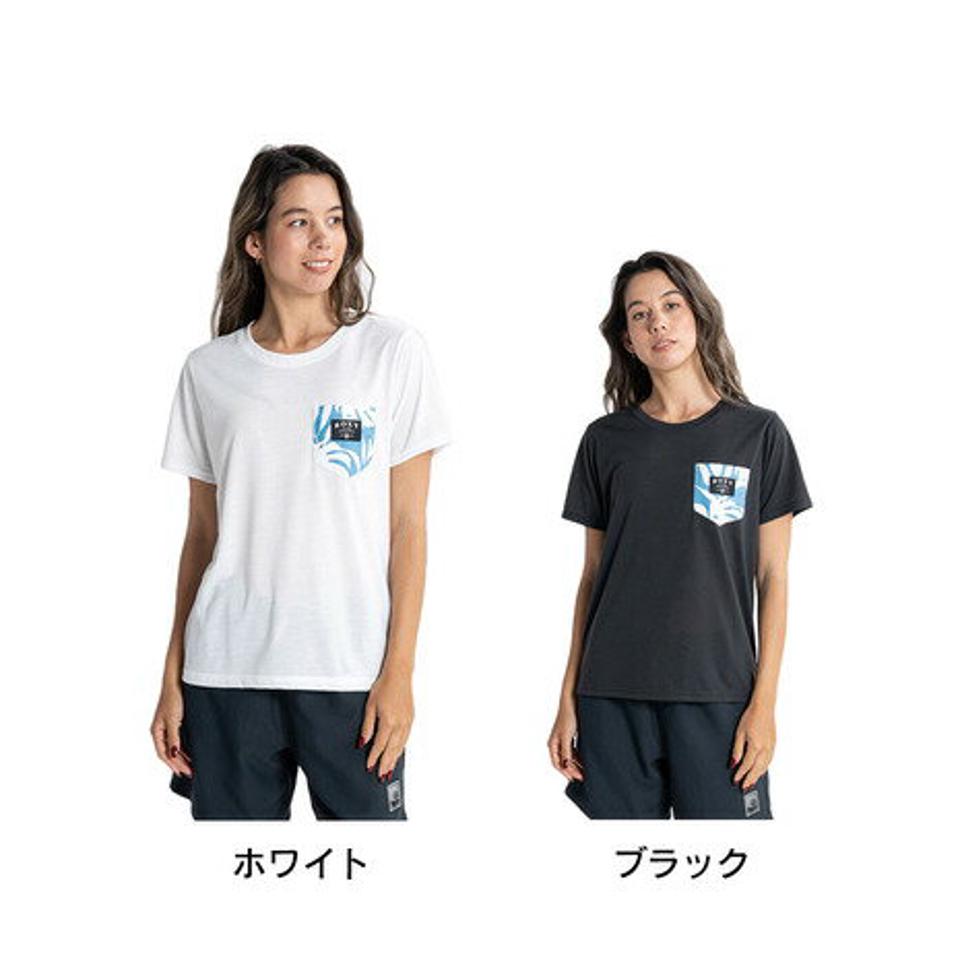 ロキシー（ROXY）（レディース）ラッシュガード 半袖 Tシャツ ショートスリーブ UVカット 速乾 ホワイト LEAF POCKET RLY231041
